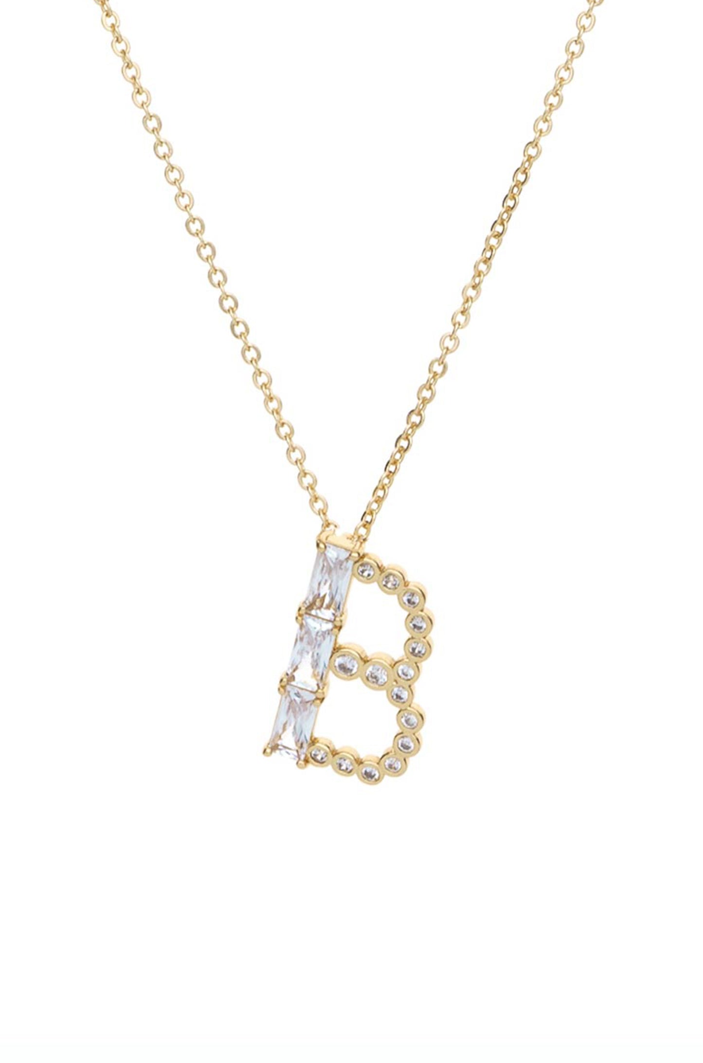 Mixed Crystal Initial 18k Gold Plated Necklace letter B