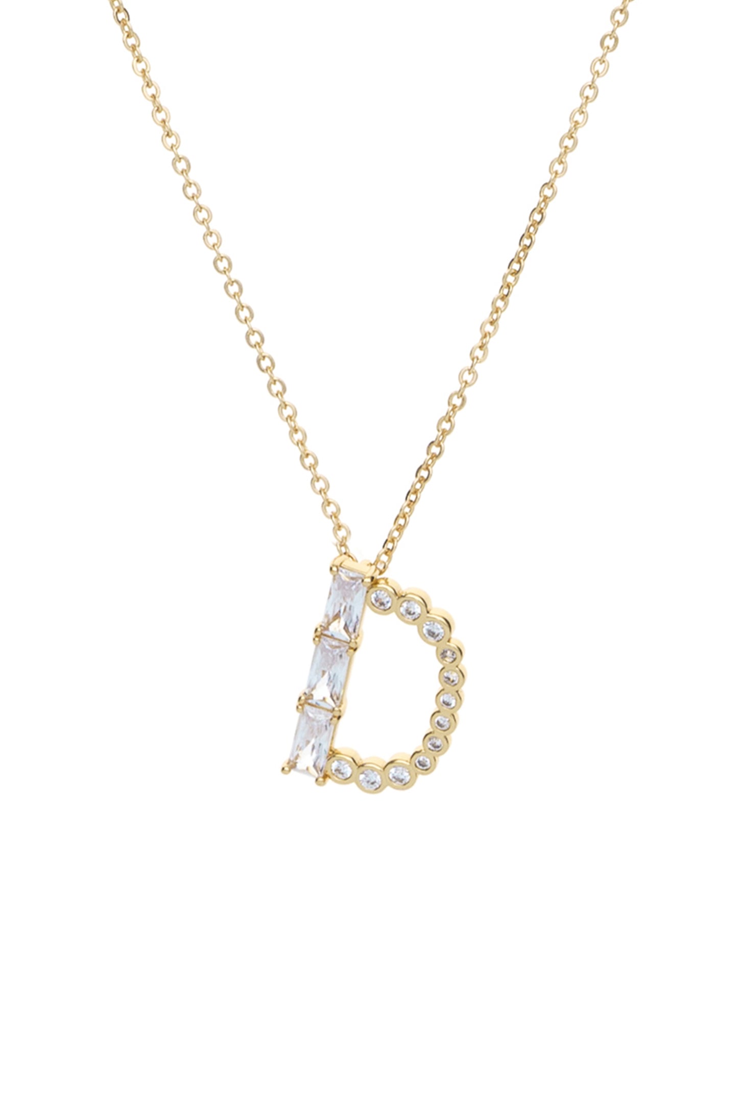 Mixed Crystal Initial 18k Gold Plated Necklace letter D