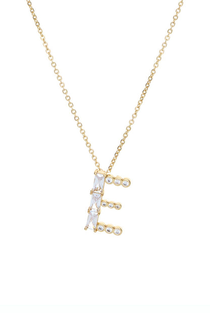 Mixed Crystal Initial 18k Gold Plated Necklace letter E