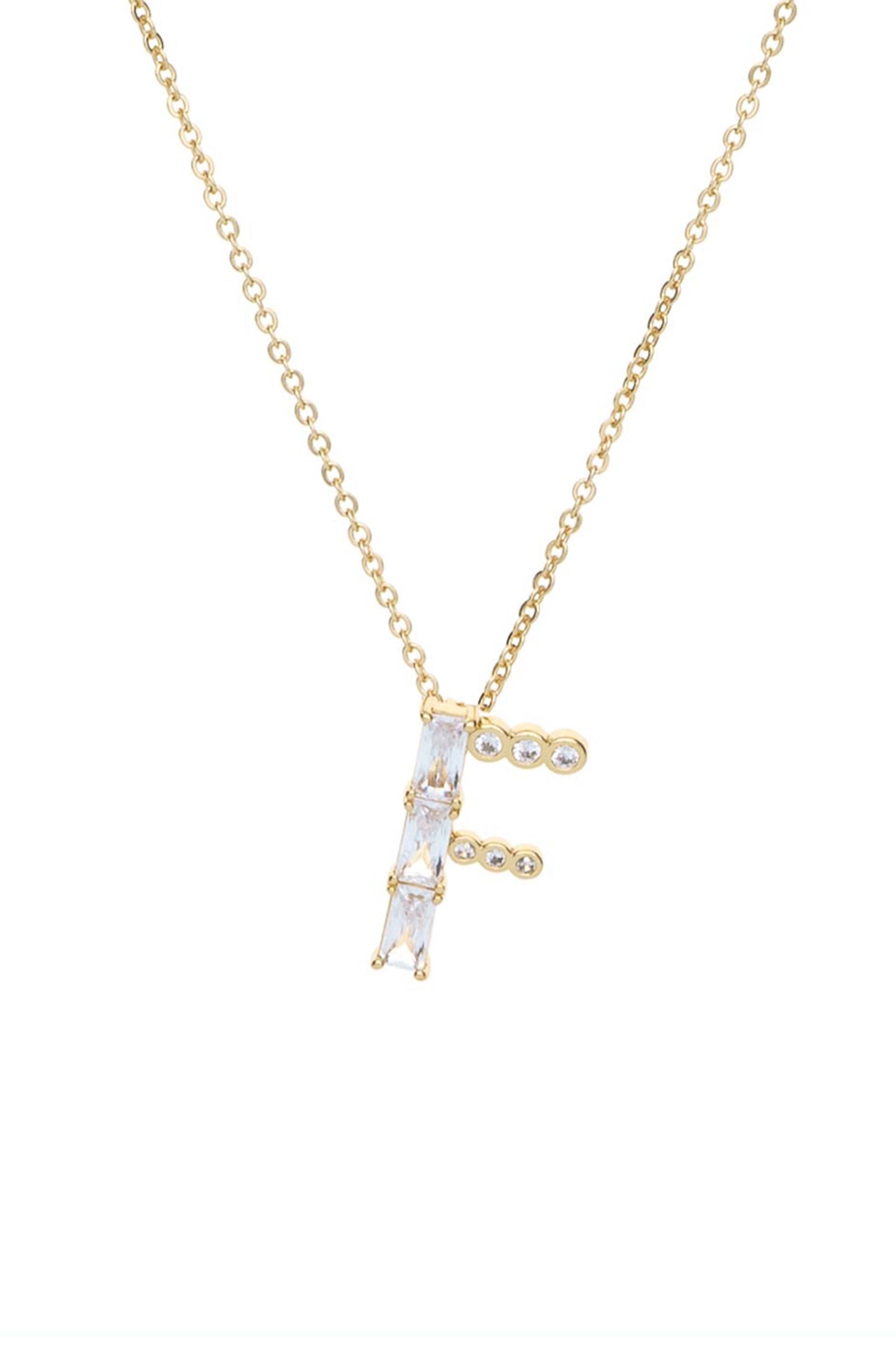 Mixed Crystal Initial 18k Gold Plated Necklace letter F