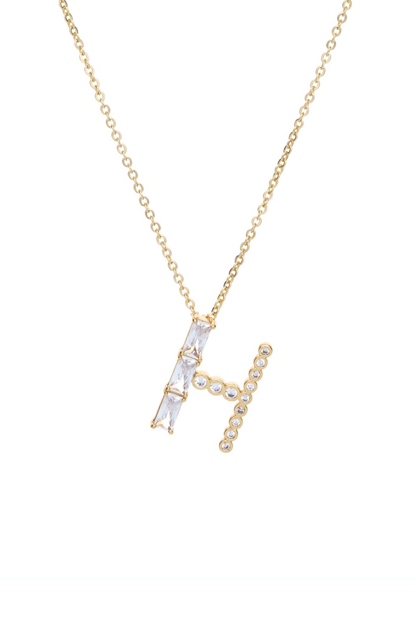Mixed Crystal Initial 18k Gold Plated Necklace letter H