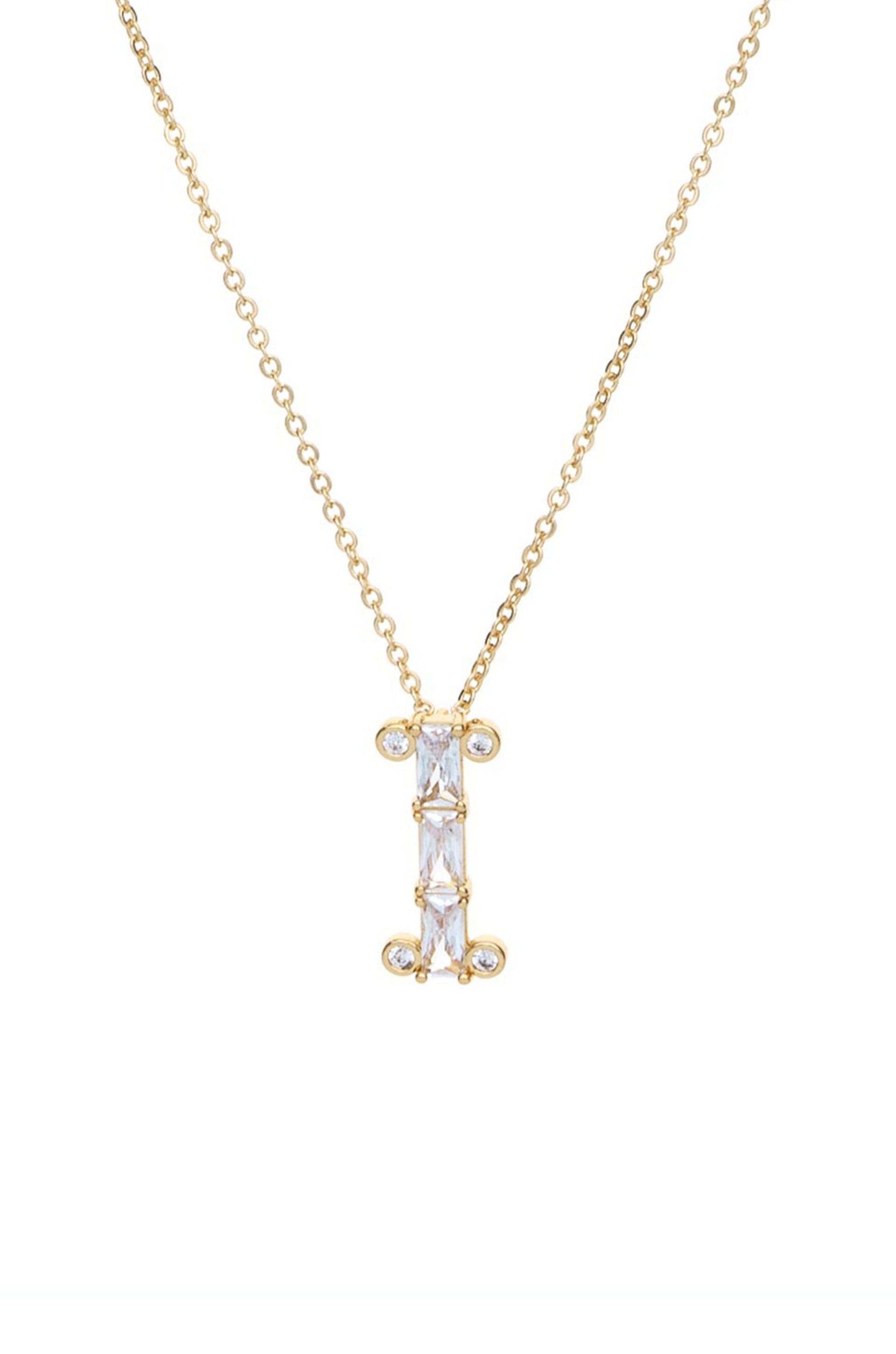 Mixed Crystal Initial 18k Gold Plated Necklace letter I