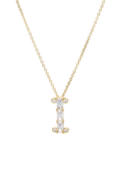 Mixed Crystal Initial 18k Gold Plated Necklace letter I