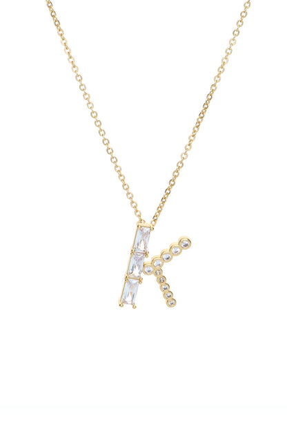 Mixed Crystal Initial 18k Gold Plated Necklace letter K