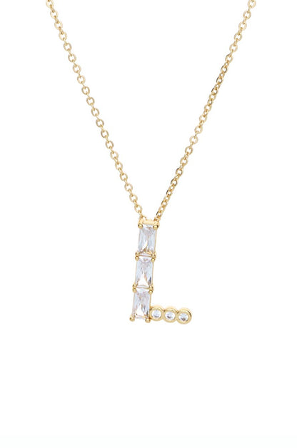 Mixed Crystal Initial 18k Gold Plated Necklace letter L