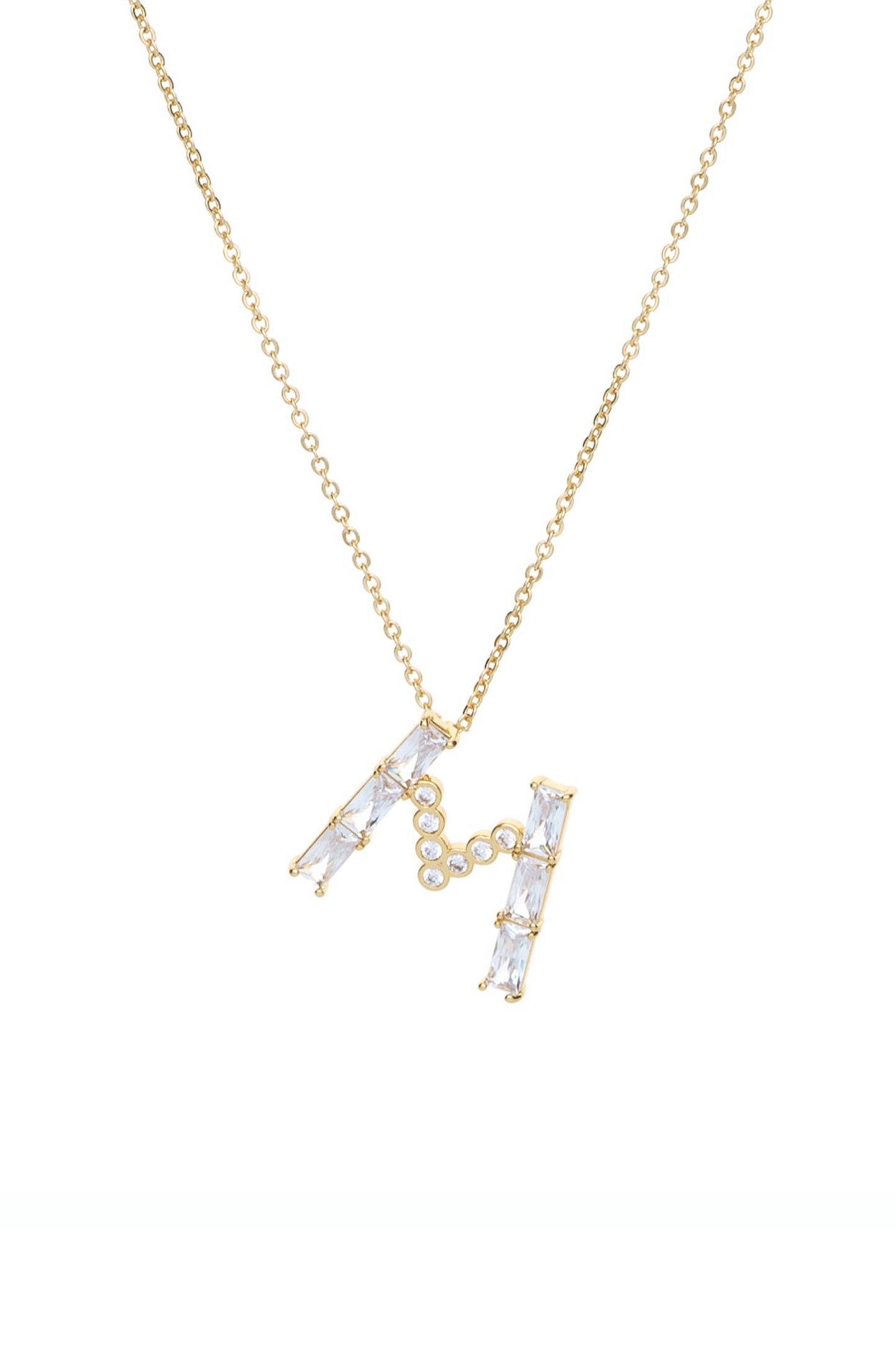 Mixed Crystal Initial 18k Gold Plated Necklace letter M