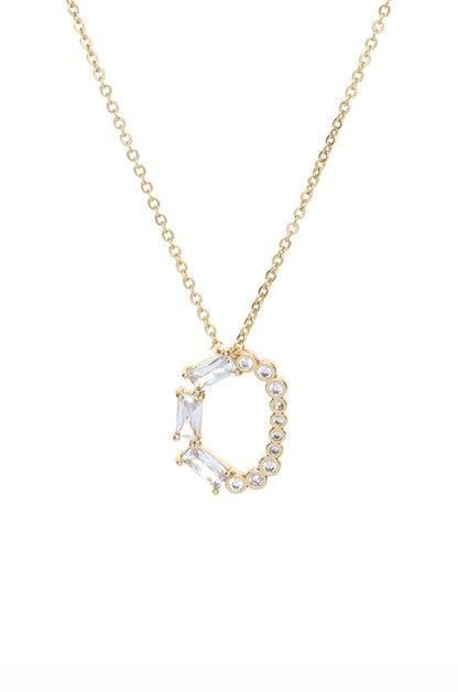 Mixed Crystal Initial 18k Gold Plated Necklace letter O