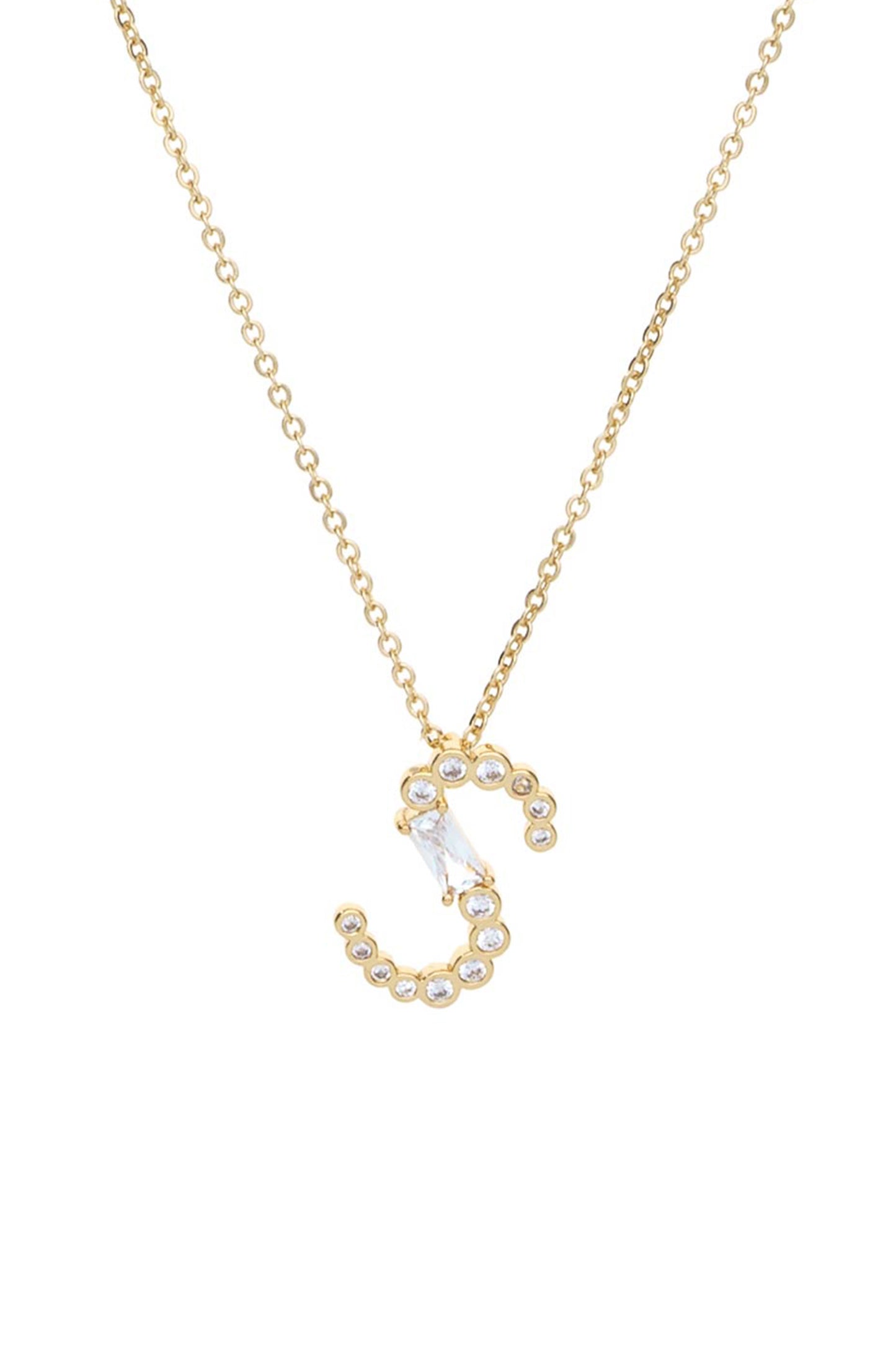 Mixed Crystal Initial 18k Gold Plated Necklace letter S