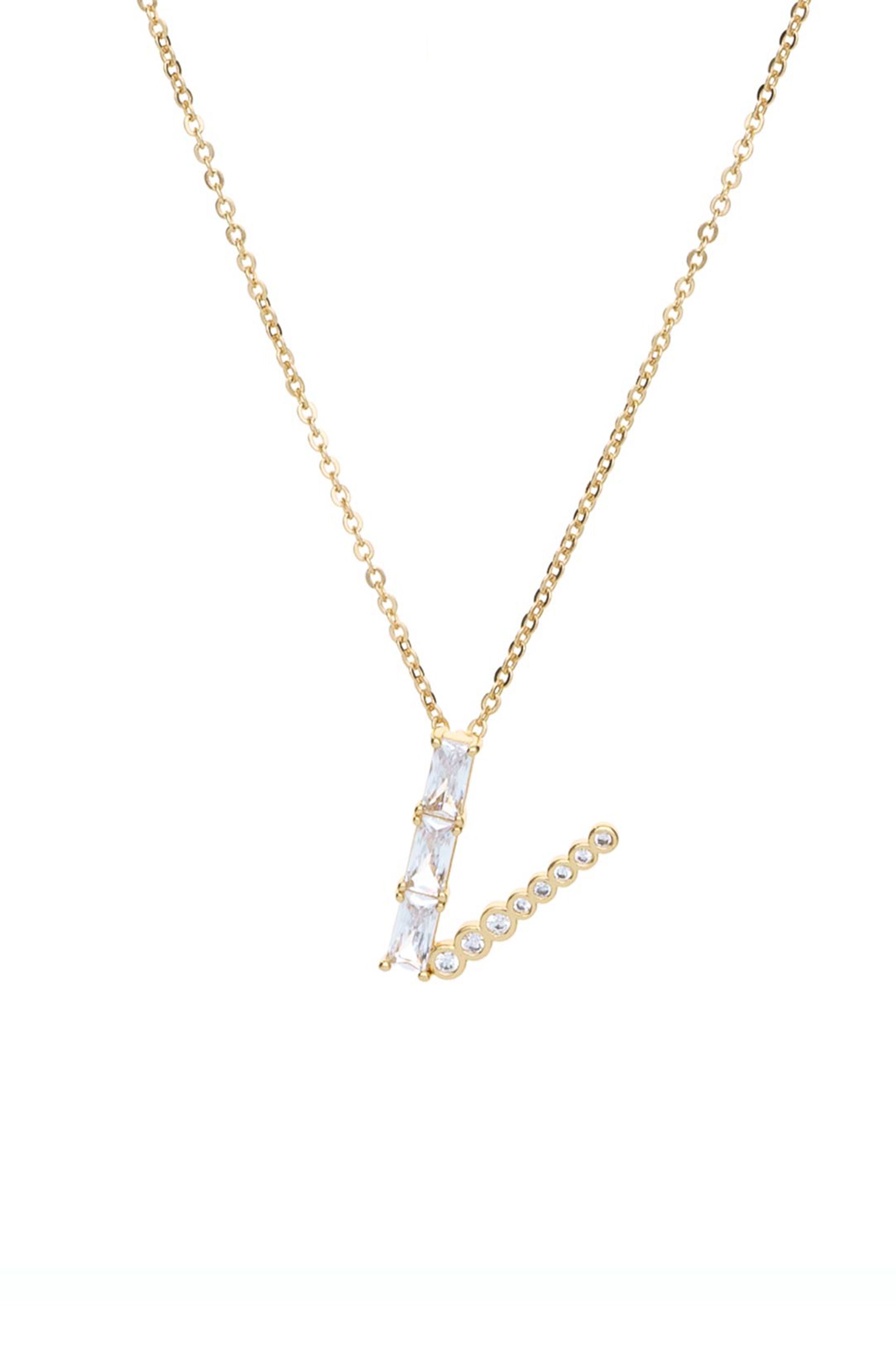 Mixed Crystal Initial 18k Gold Plated Necklace letter V