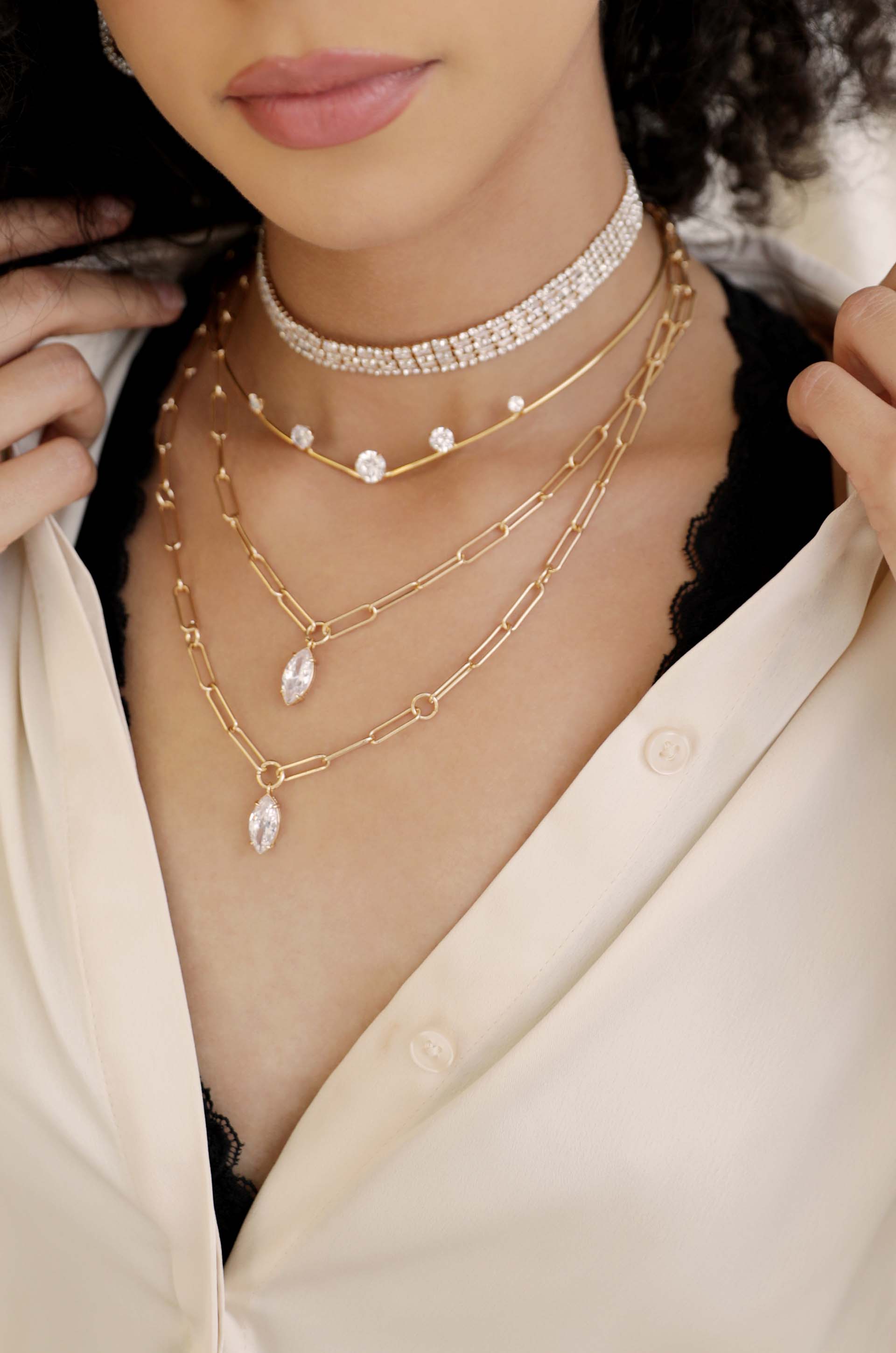 Hard Wired 18k Gold Plated Princess Choker