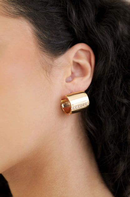 Rolled Up 18k Gold Plated Stud Earrings on model