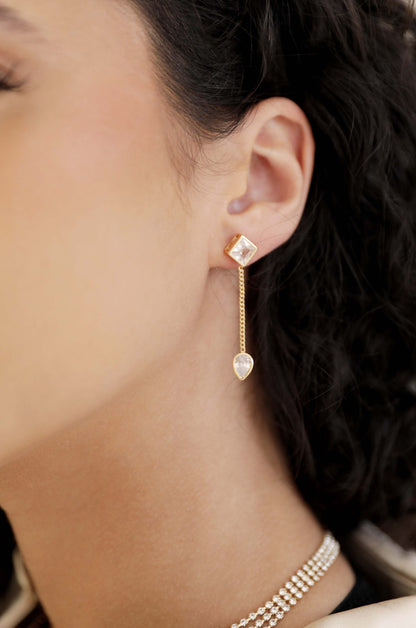 Bezel Crystal Shapes 18k Gold Plated Drop Earrings model