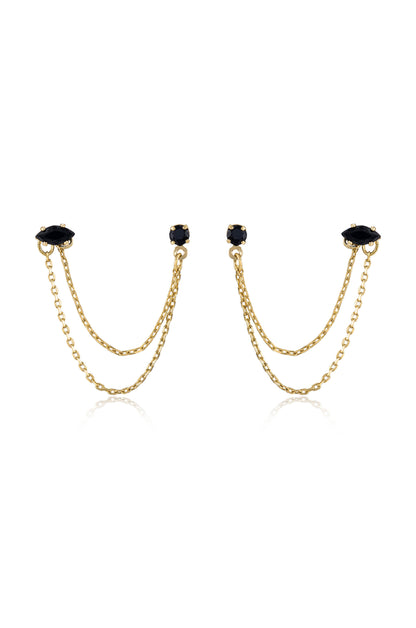 Double Piercing Chain Dangle Earrings