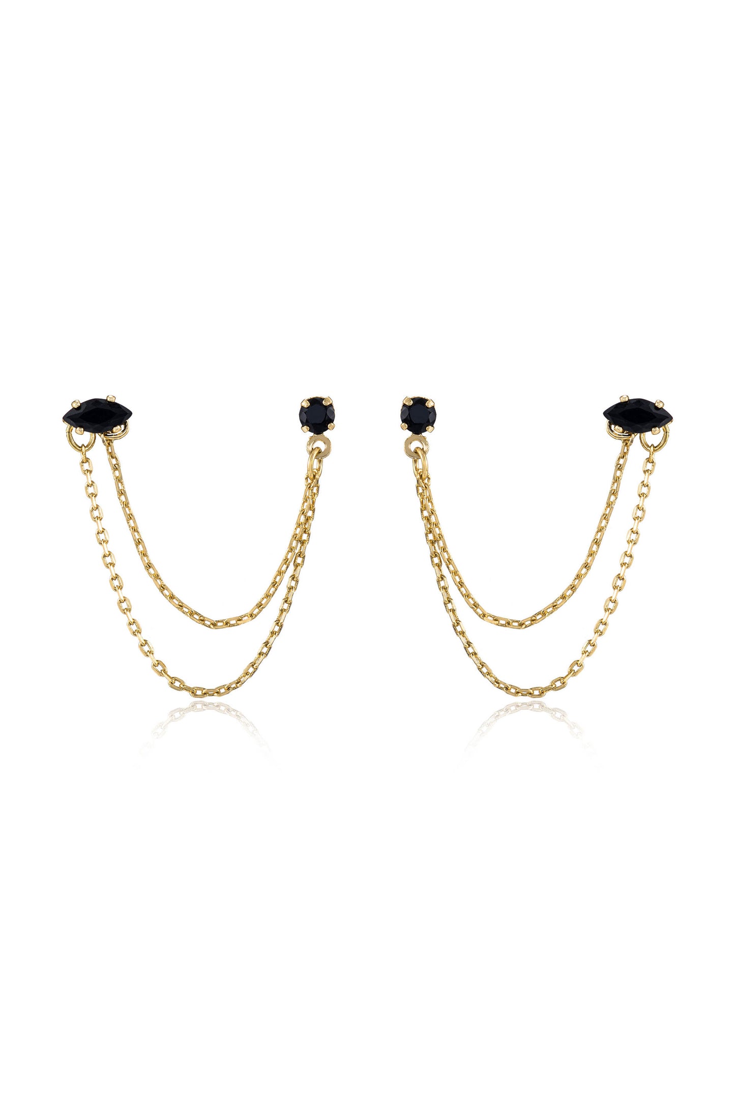 Double Piercing Chain Dangle Earrings