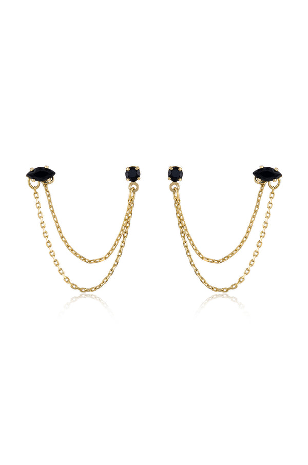 Double Piercing Chain Dangle Earrings