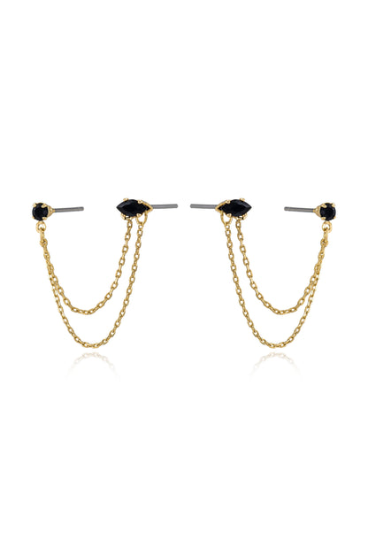 Double Piercing Chain Dangle Earrings