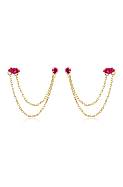 Double Piercing Chain Dangle Earrings