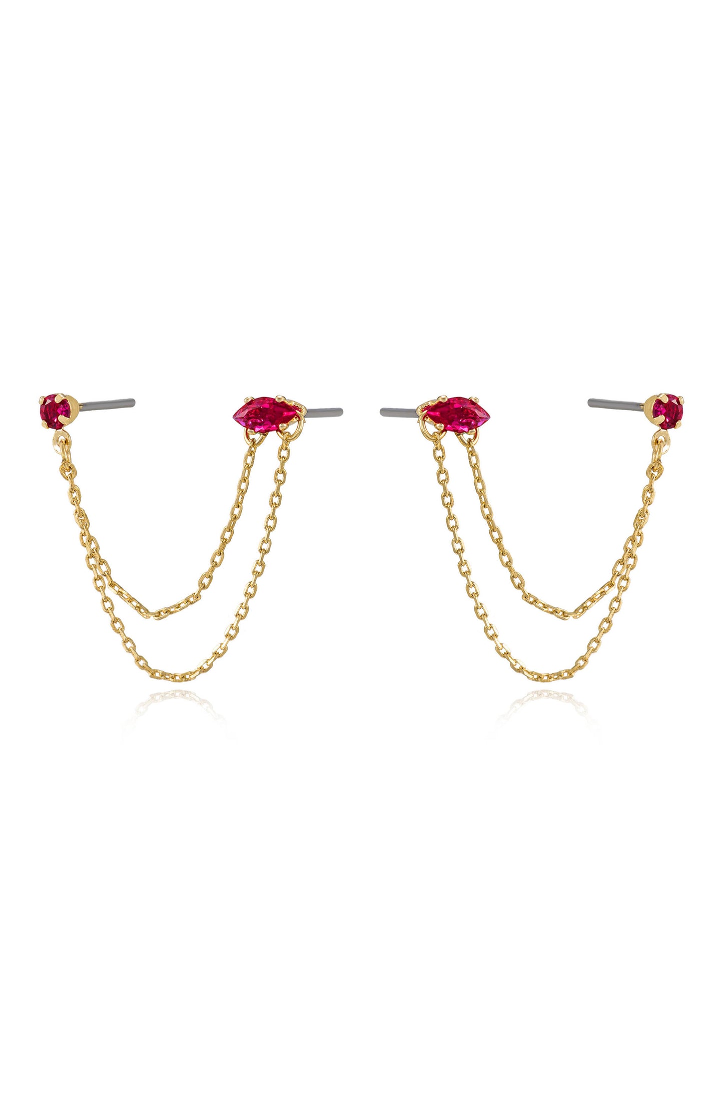 Double Piercing Chain Dangle Earrings