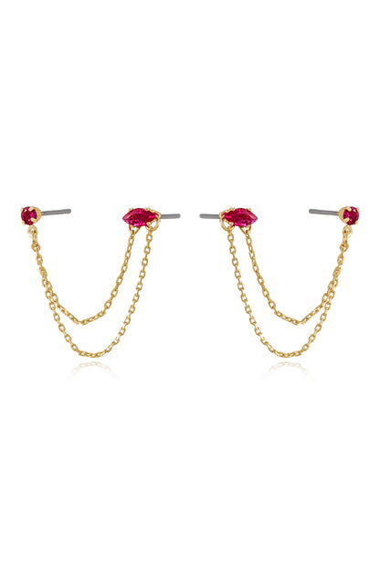 Double Piercing Chain Dangle Earrings