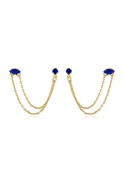 Double Piercing Chain Dangle Earrings