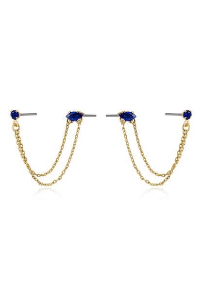Double Piercing Chain Dangle Earrings