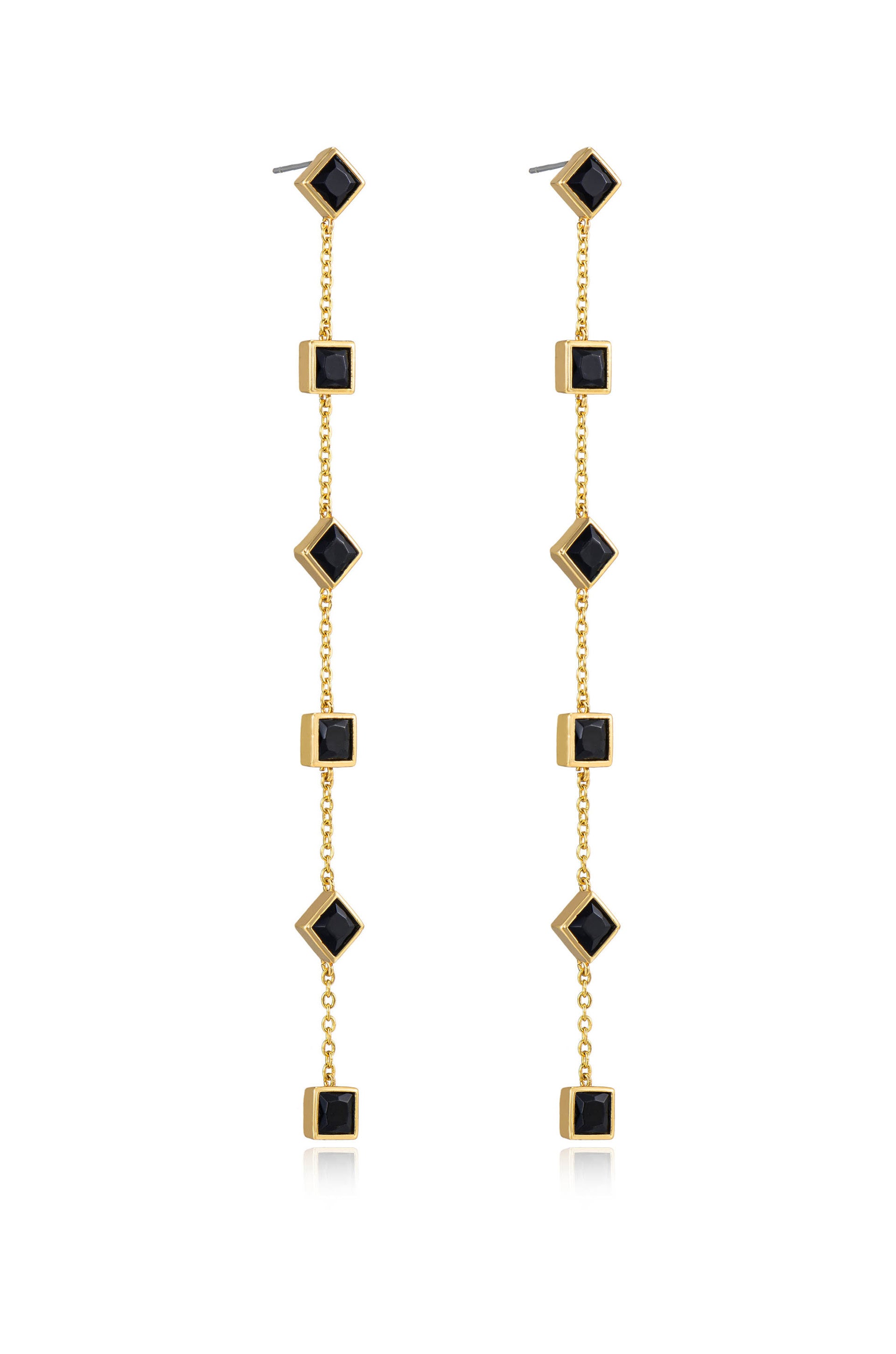 Geometric Linear 18k Gold Plated Earrings in black side
