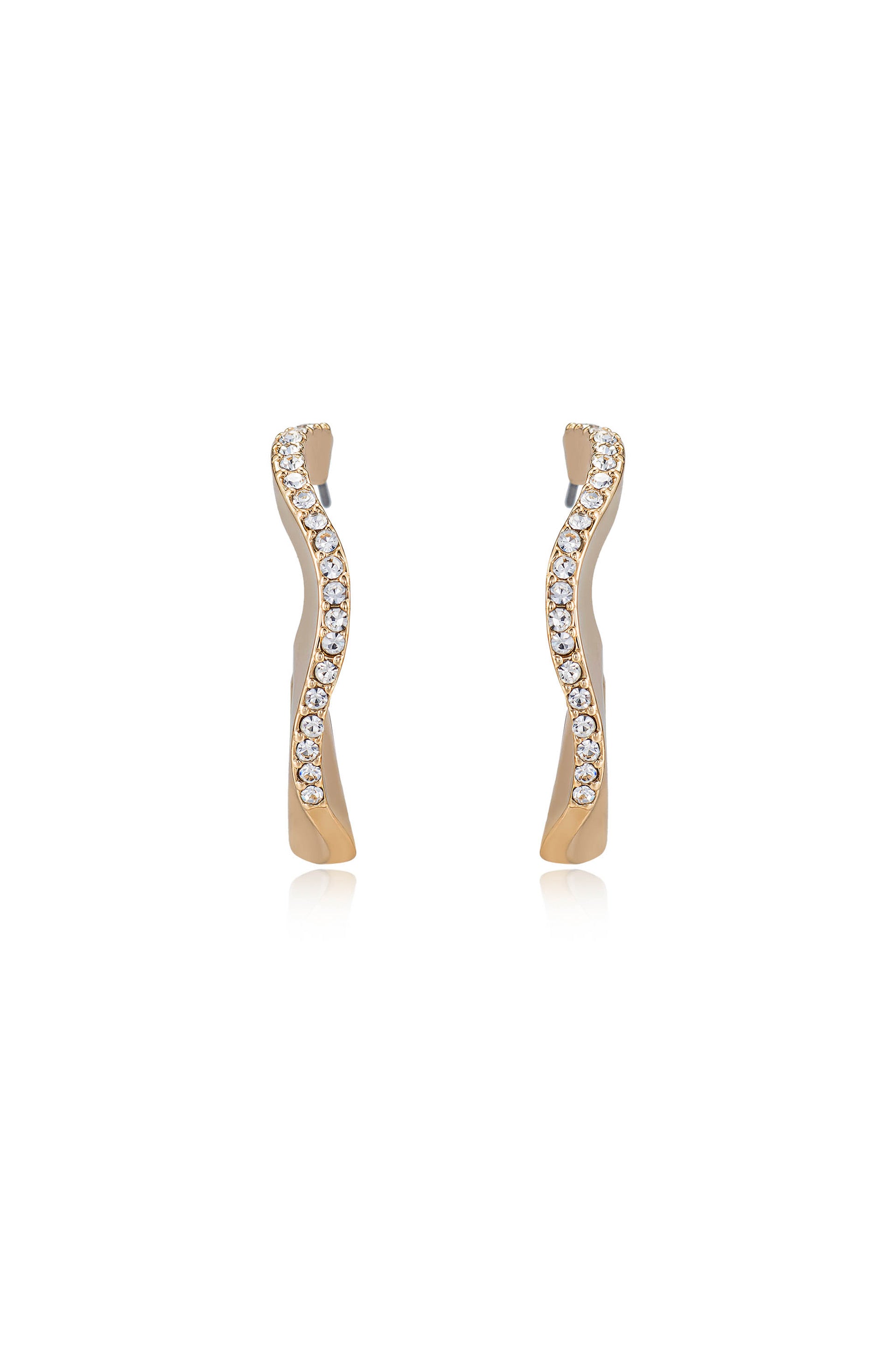 Ripple Pave 18k Gold Plated Hoops front