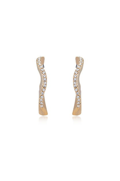 Ripple Pave 18k Gold Plated Hoops front
