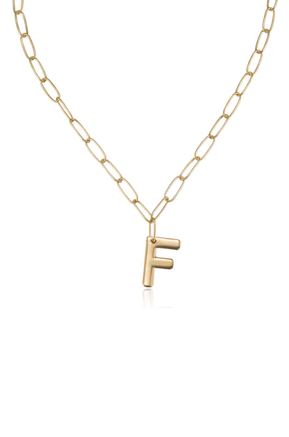 Paperclip Link Initial Necklace F