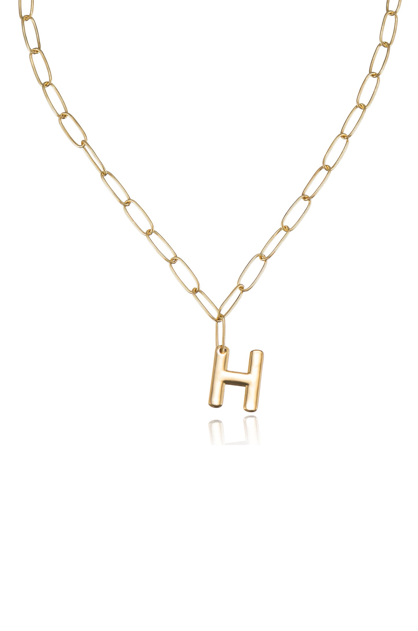 Paperclip Link Initial Necklace H
