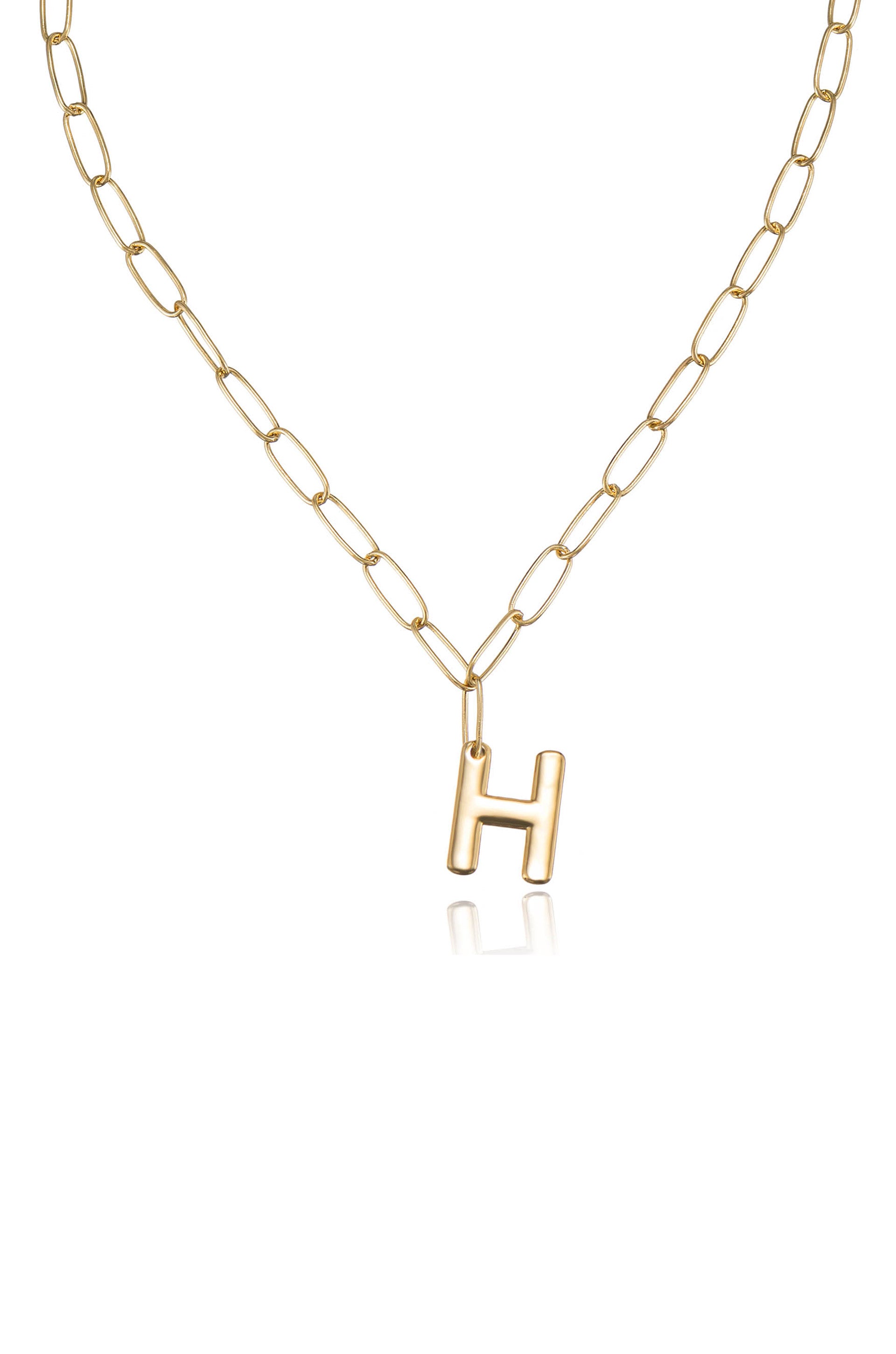 Paperclip Link Initial Necklace H