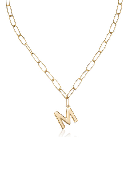 Paperclip Link Initial Necklace M