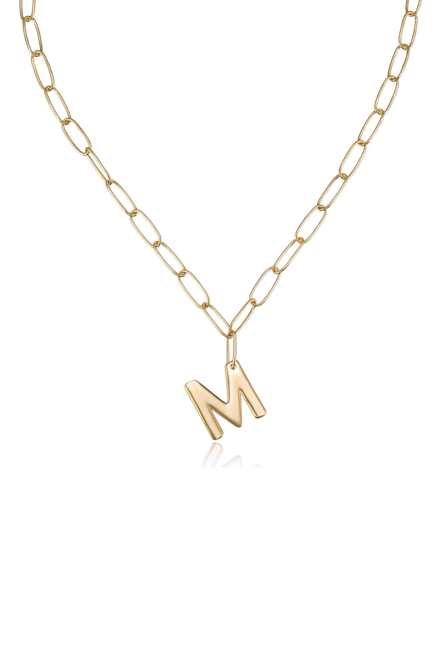 Paperclip Link Initial Necklace M