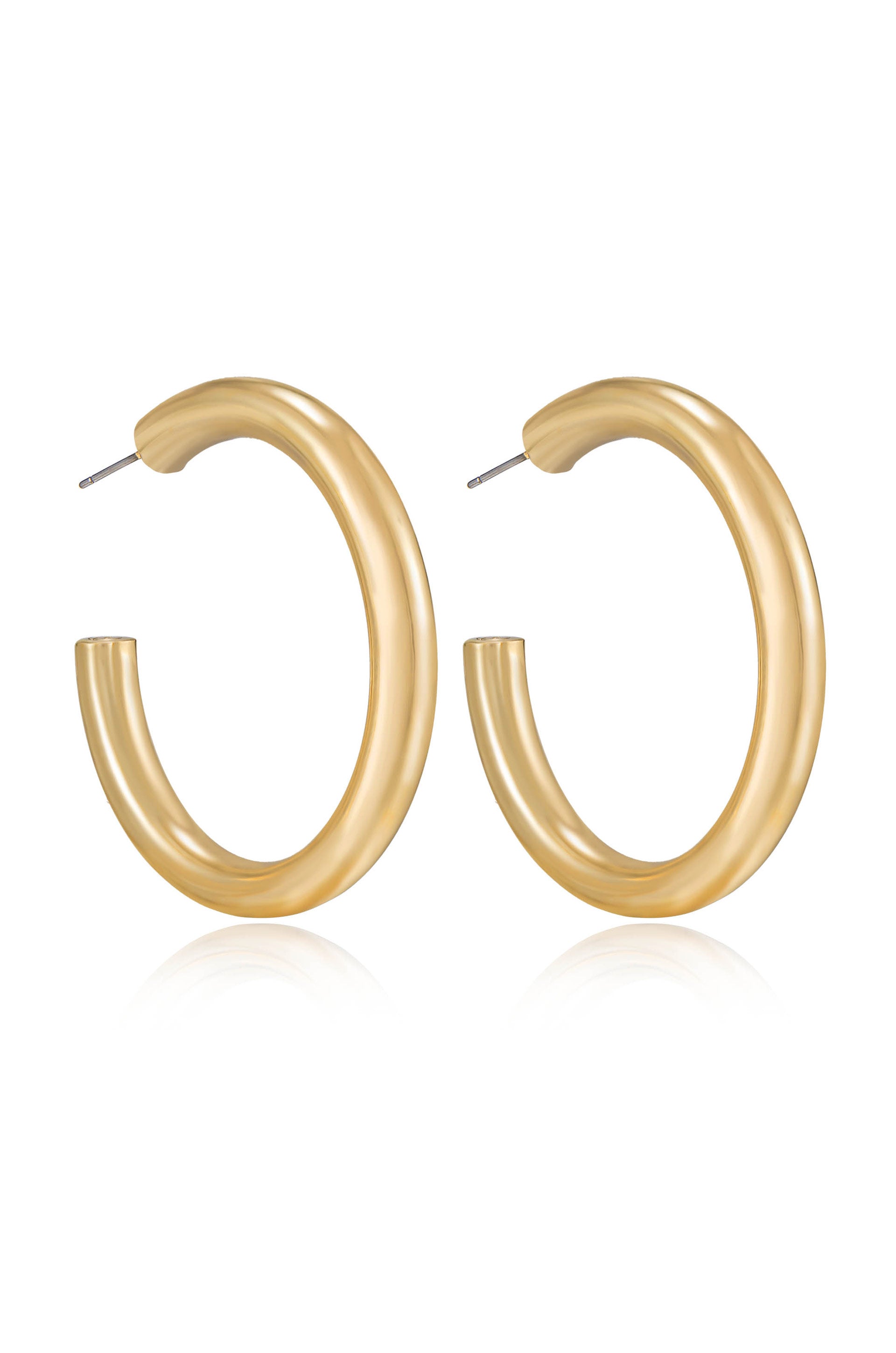 Thick Classic Hoops in large in gold side view