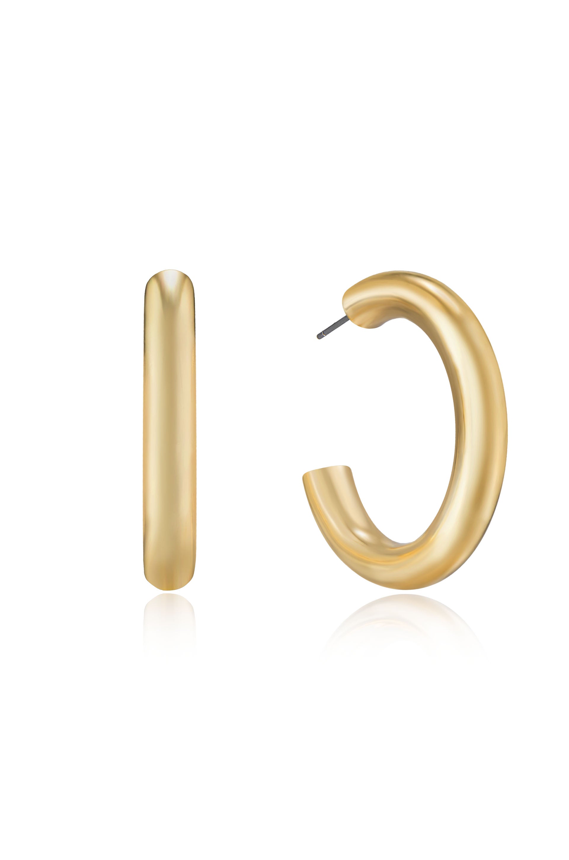 Thick Classic Hoops in medium in gold