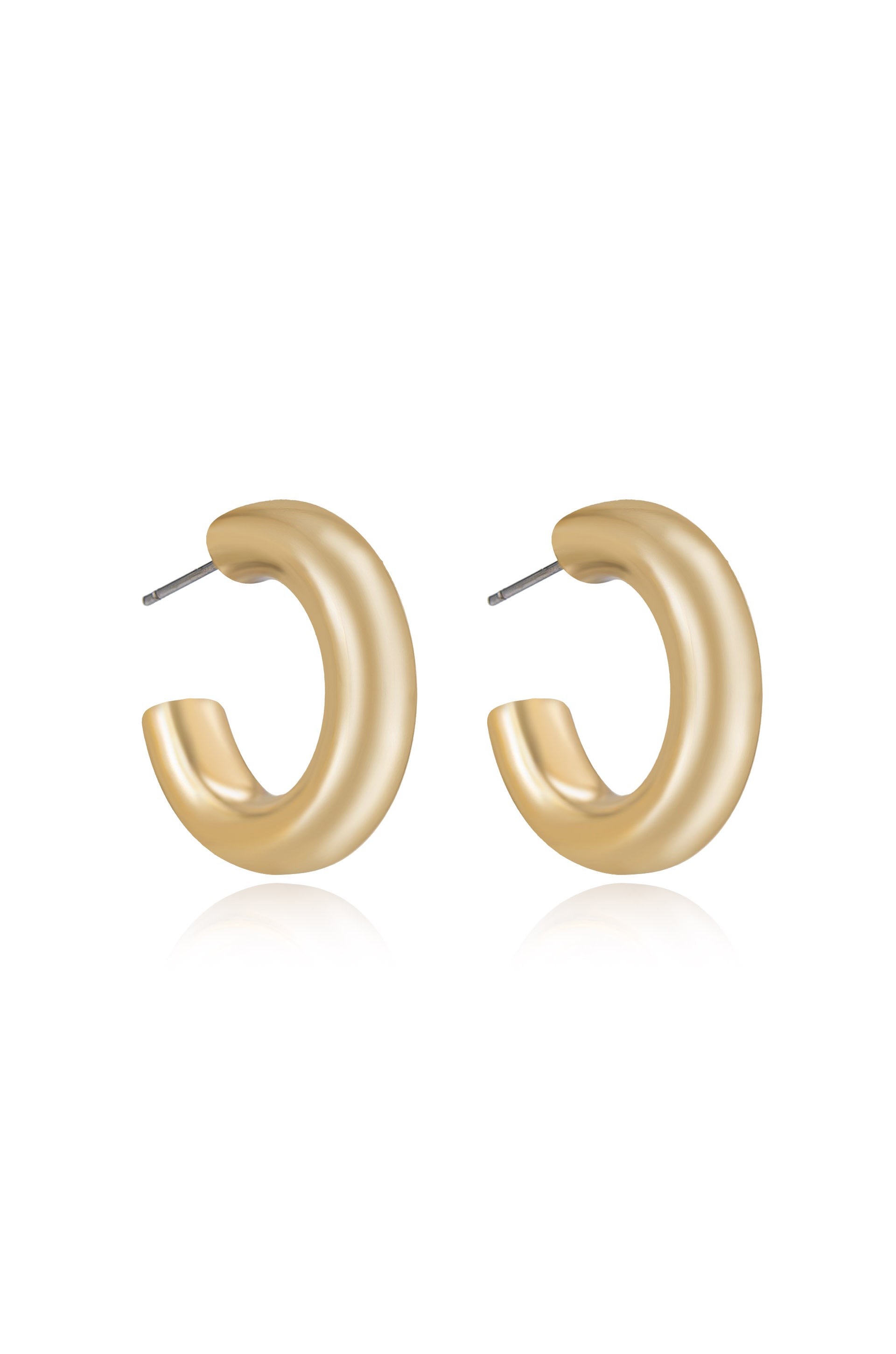 Thick Classic Hoops in small in gold side view