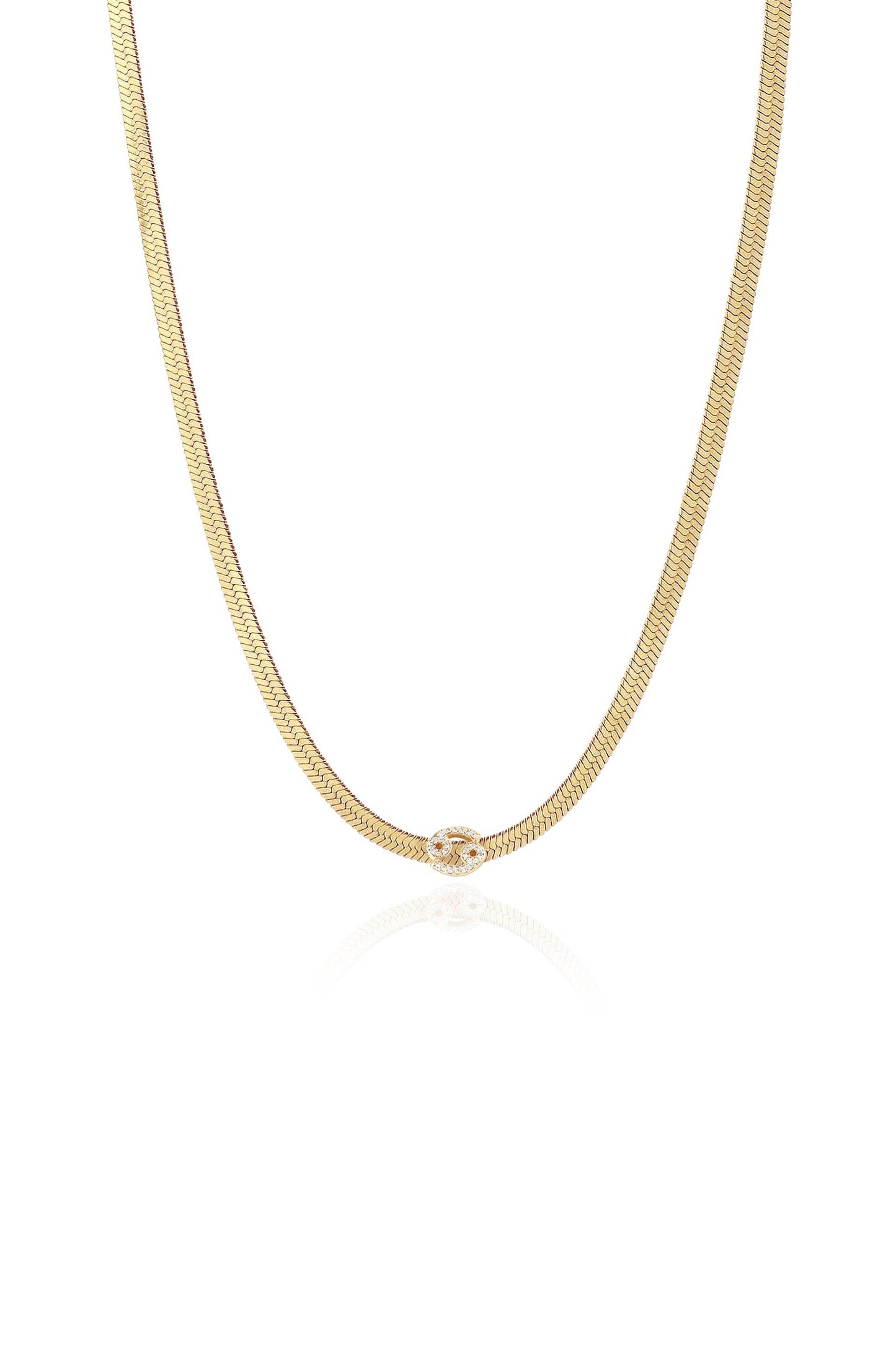 Zodiac Herringbone 18k Gold Plated Necklace Cancer