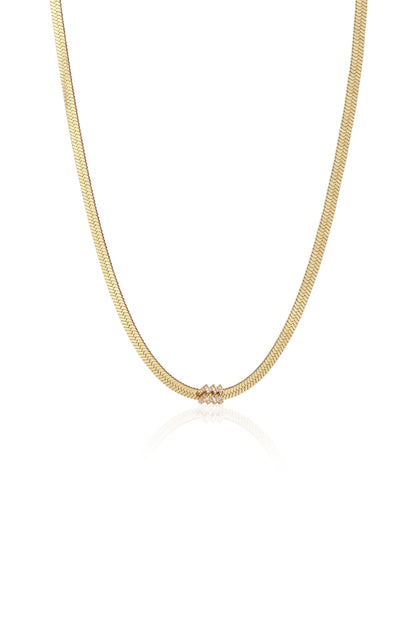 Zodiac Herringbone 18k Gold Plated Necklace Aquarius