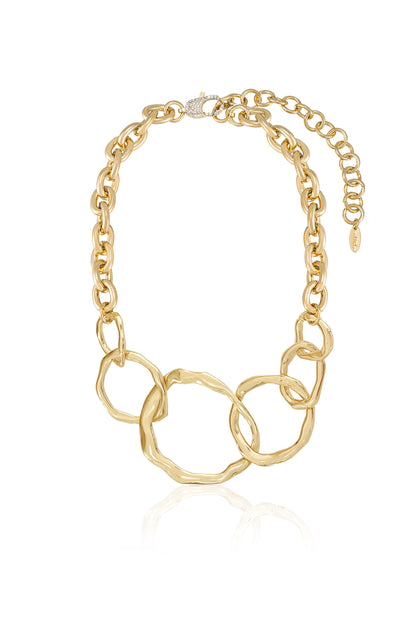 Interlocking Gold Drip Circles 18k Gold Plated Necklace full