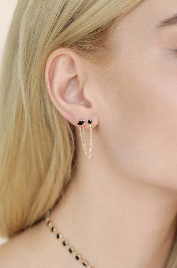 Double Piercing Chain Dangle Earrings Second