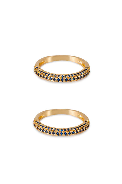 Simple Sparkle Band 18k Gold Plated Ring Set in sapphire