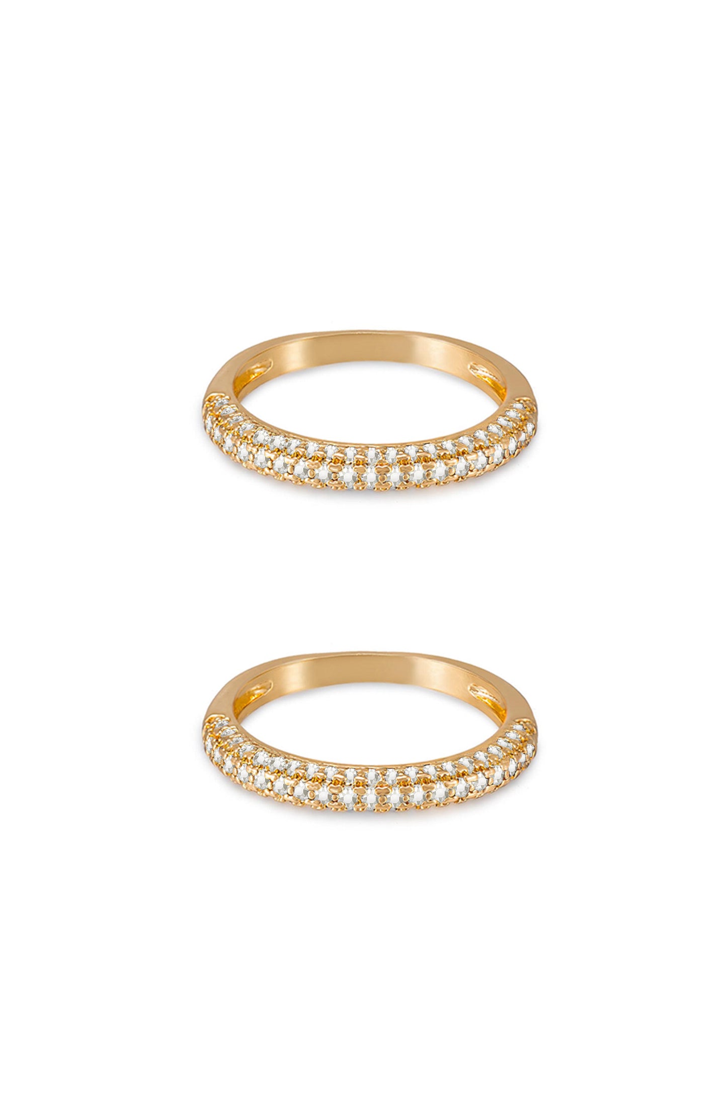 Simple Sparkle Band 18k Gold Plated Ring Set in clear