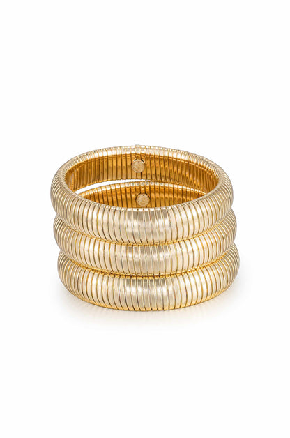 Golden Hour Flex Snake Chain Stretch Bracelet Set in gold