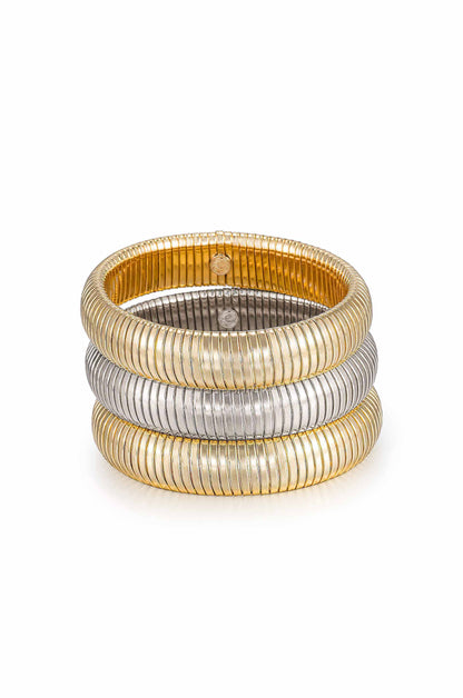 Golden Hour Flex Snake Chain Stretch Bracelet Set in mixed metals