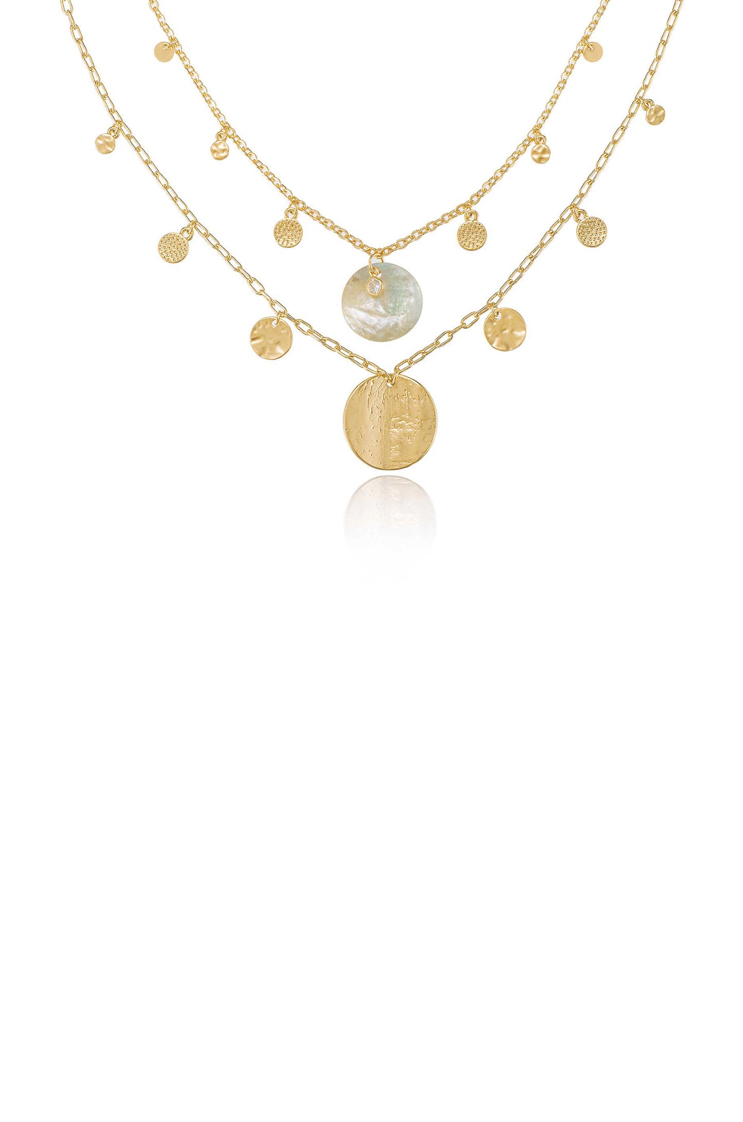 Pacific Princess Layered Shell Disc Necklace Set