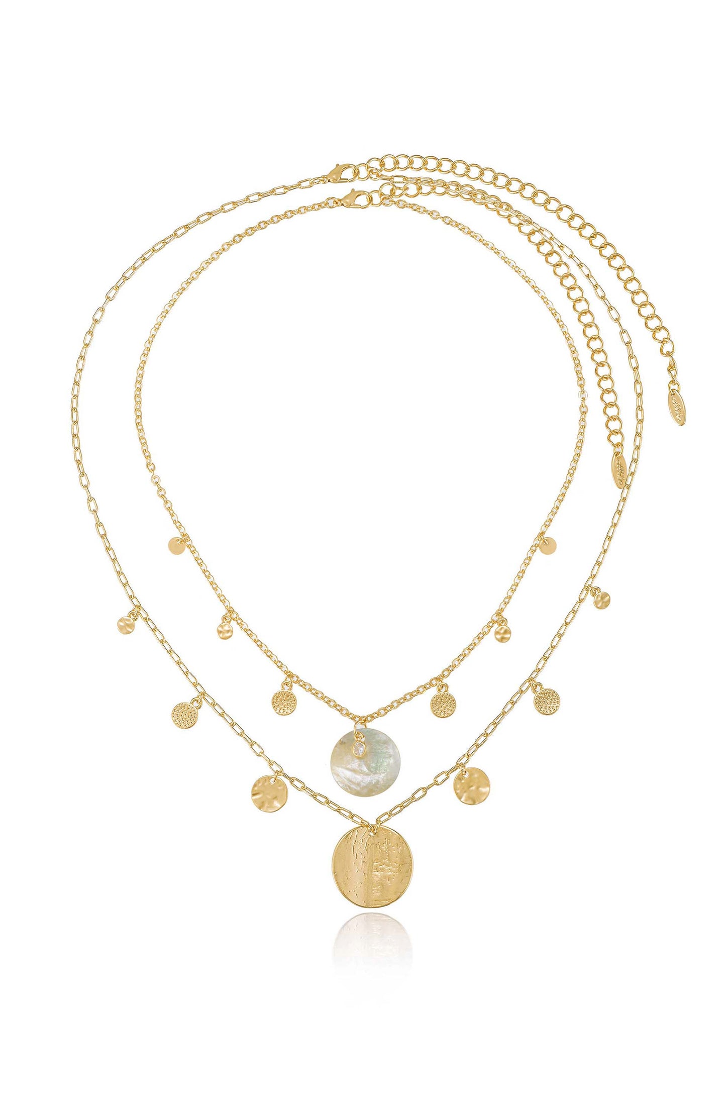 Pacific Princess Layered Shell Disc Necklace Set full