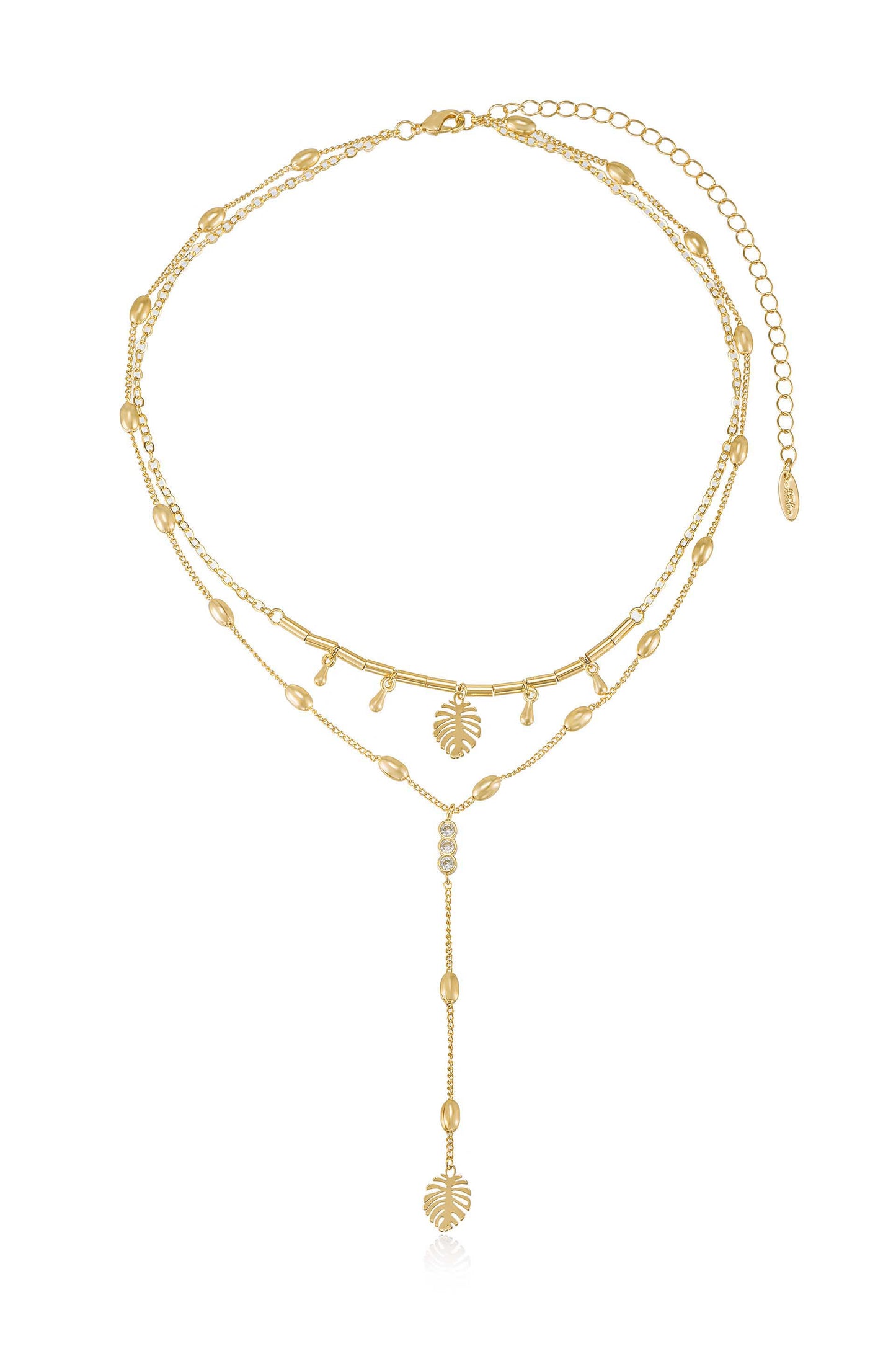 Under the Palms 18k Gold Plated Layered Lariat Necklace full