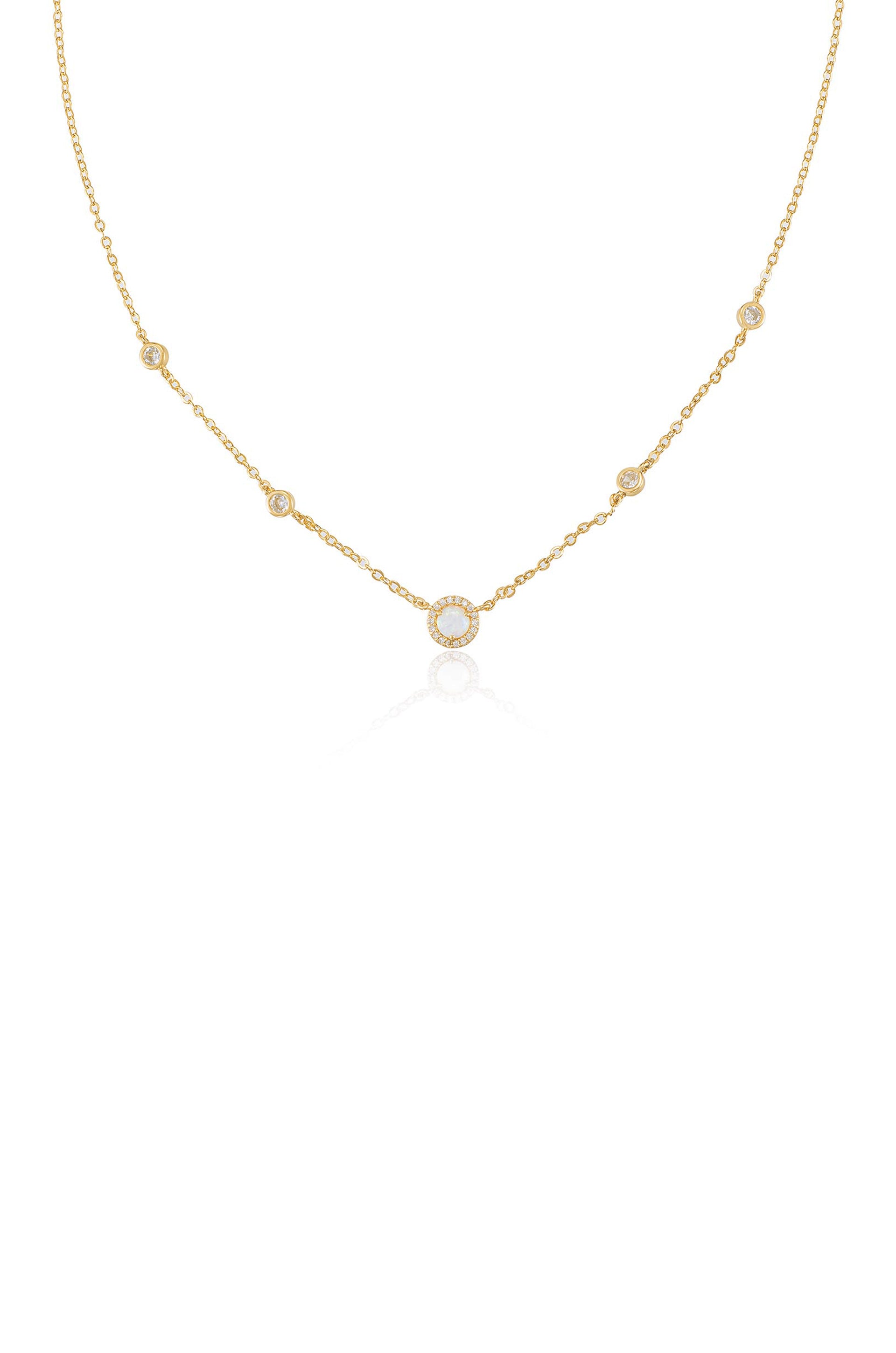 Olivia Opal and Crystal Necklace in gold