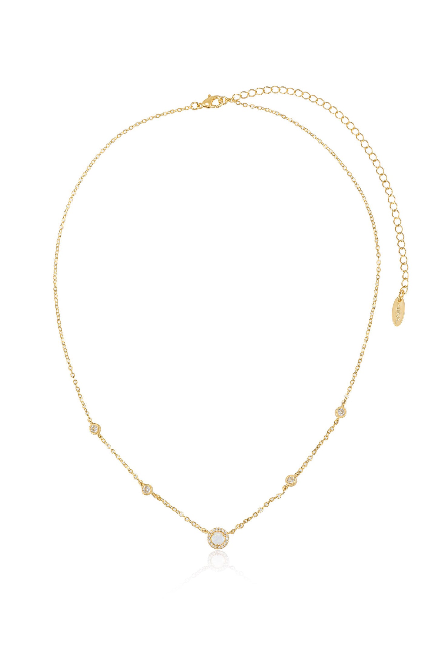 Olivia Opal and Crystal Necklace in gold full