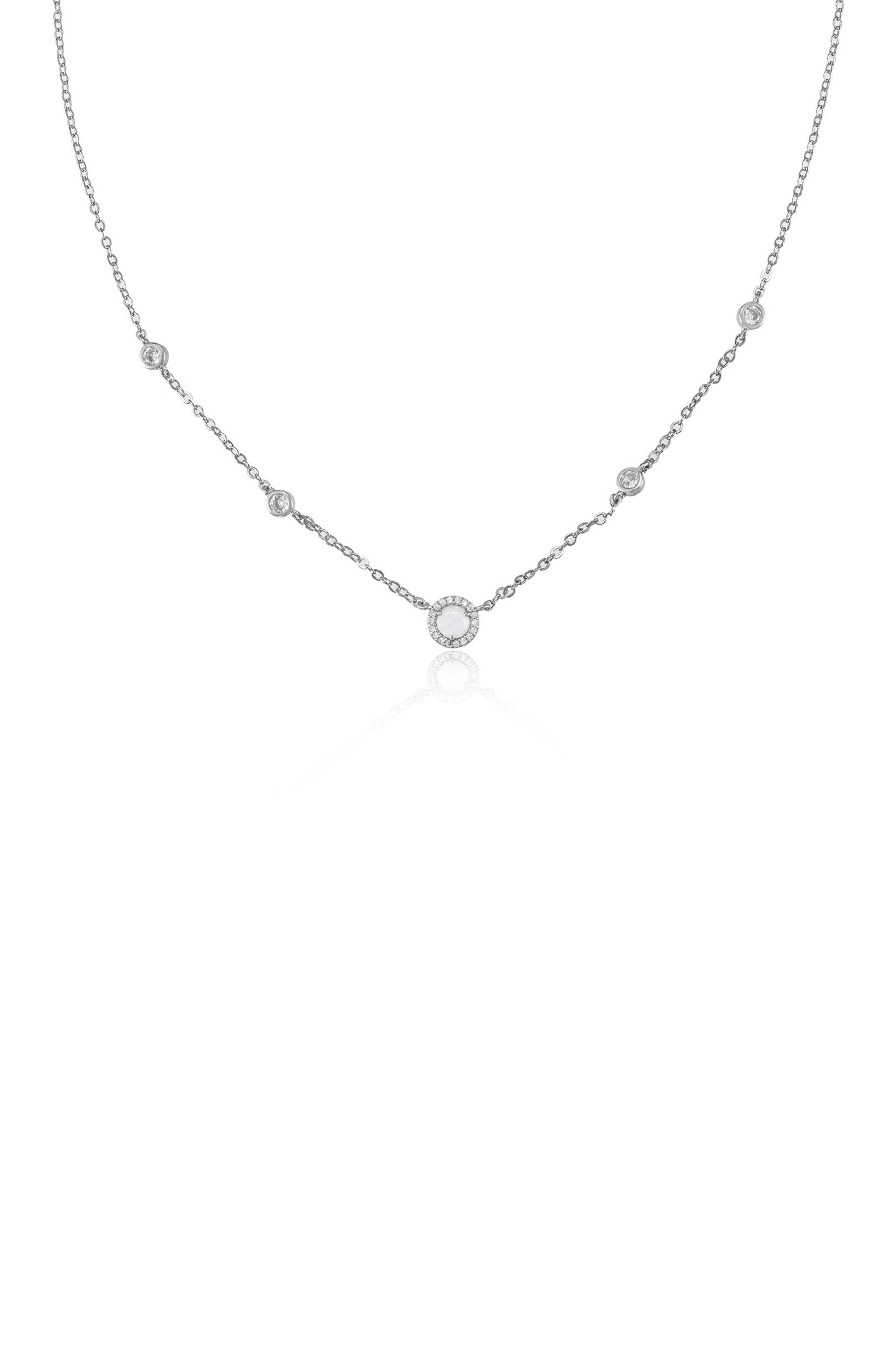 Olivia Opal and Crystal Necklace in rhodium